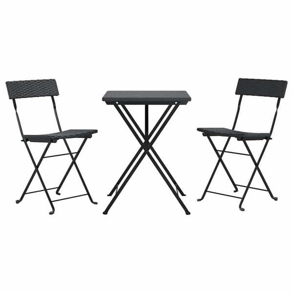 Maison Exclusive - Fällbart bistroset 3 delar Svart flätad resin Svart