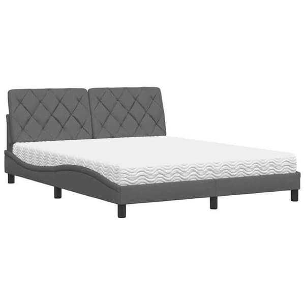 Maison Exclusive - Seng med mørkegrå madras 160x200 cm stof Mörkgrå