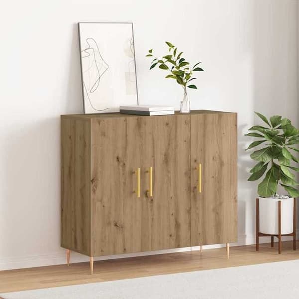 Maison Exclusive - Buffet i håndlavet egetræ 90 x 34 x 80 cm Ingeniørtræ