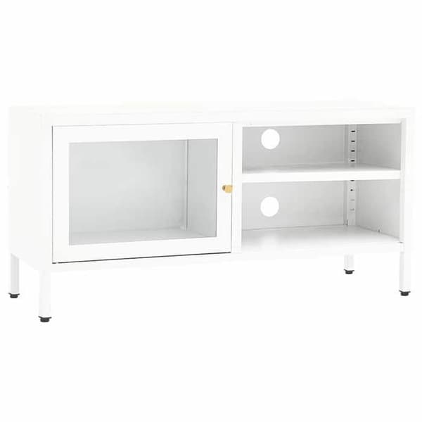 Maison Exclusive - TV-möbel Vit 90x30x44 cm Stål och glas Vit