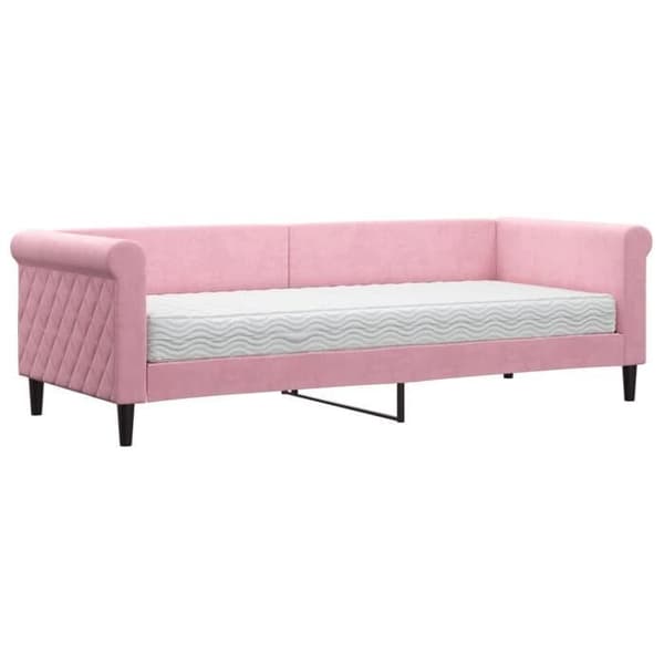 Maison Exclusive - Dagbädd med rosa madrass 80x200 cm sammet