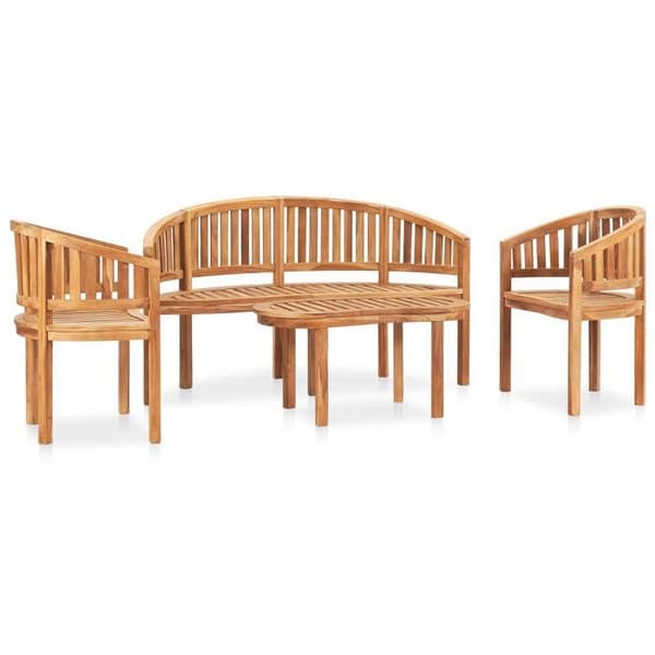 Maison Exclusive - Havegruppe 4 stk i bananform Solid teaktræ