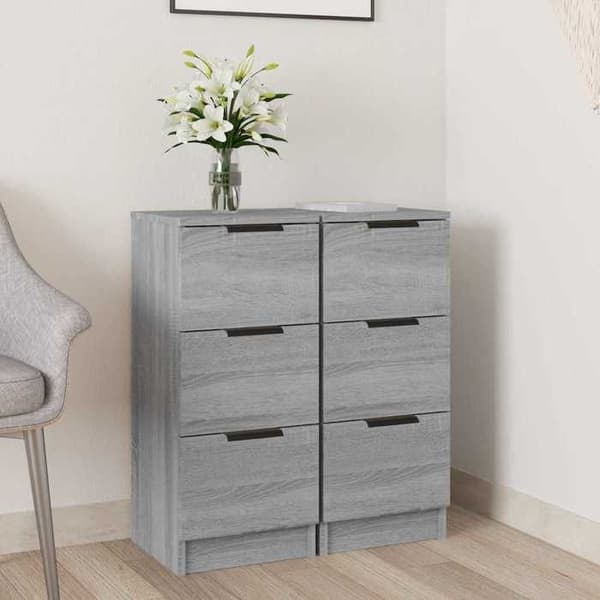 Maison Exclusive - Bufféer 2 st Sonoma grå 30x30x70 cm Ingenjörsträ