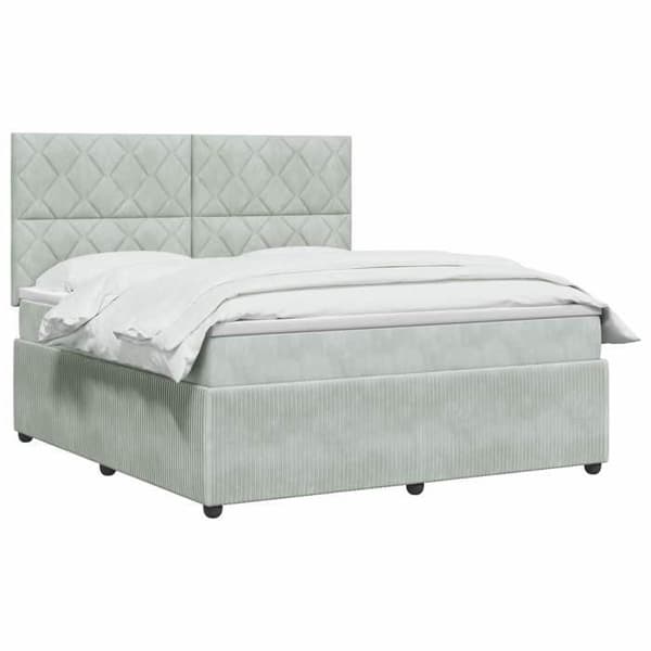 Maison Exclusive - Boxspring säng med madrass Ljusgrå 140 x 190 cm Sammet