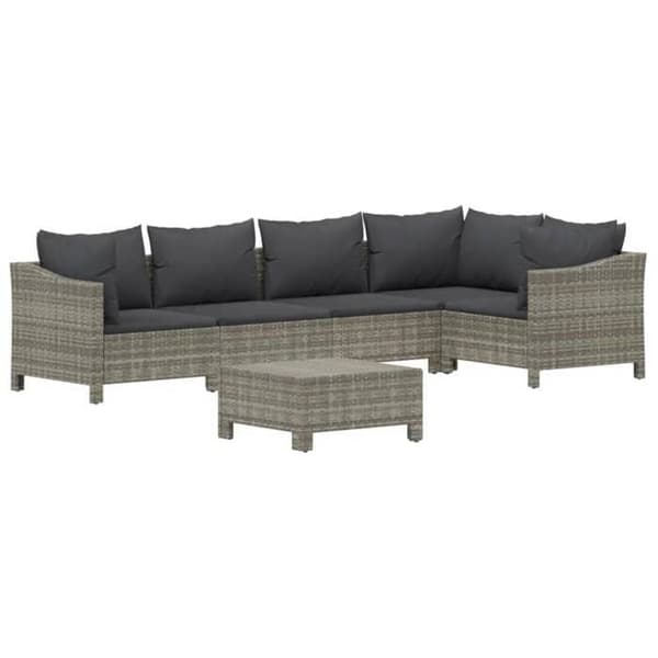 Maison Exclusive - Trädgårdsmöbler 6 delar med kuddar Grå Flätad resin