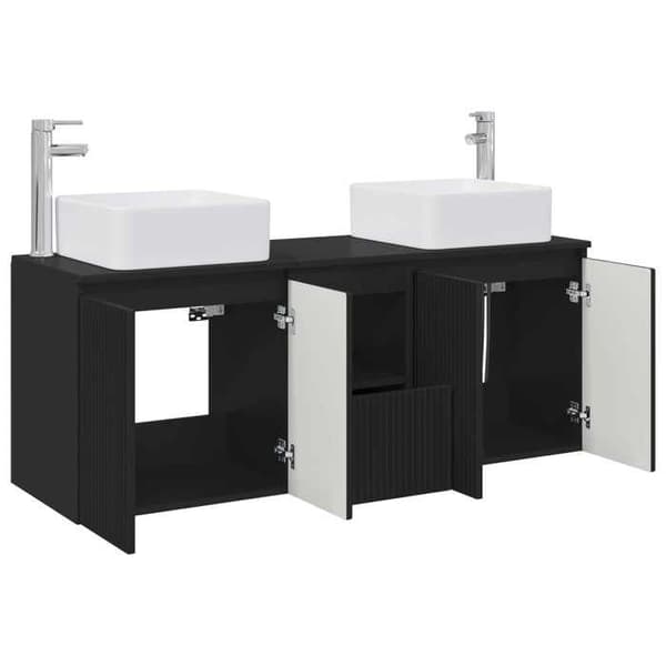 Maison Exclusive - Badeværelsesskabssæt 3 stk Sort 49,5 x 41 x 63 cm