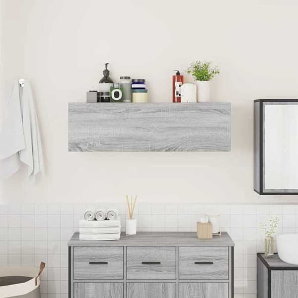 Maison Exclusive - Väggmonterad badrumsskåp sonoma grå 100x25x30 cm ingenjörsträ Sonoma grå