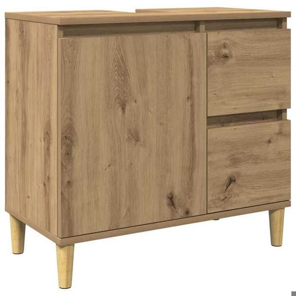 Maison Exclusive - Vaskeskab i egetræ, håndlavet 65x33x60 cm, ingeniørtræ