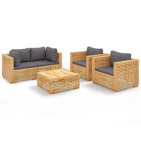 Maison Exclusive - Havegruppe 5 stk med puder i solid teaktræ