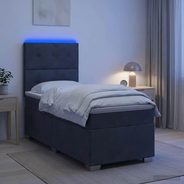 Maison Exclusive - Boxspring-sänky tummanharmaalla patjalla 100 x 200 cm Sametti Mörkgrå