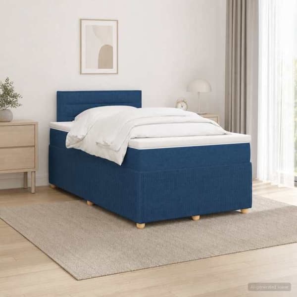 Maison Exclusive - Boxspring säng med madrass Blå 120 x 200 cm Tyg