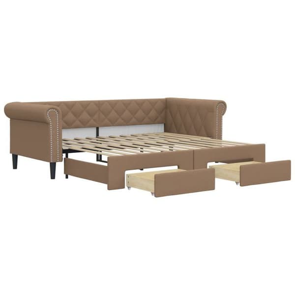 Sengeplads - MAISON EXCLUSIVE - Dagbed - 2-i-1 sovesofa - 2 skuffer - Kunstlæder cappuccino 90x200 cm Cappuccino