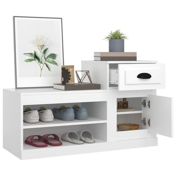 Skoarmoire - MAISON EXCLUSIVE - 100x42x60 cm - ingeniørtræ - hvid - vægmontering Vit