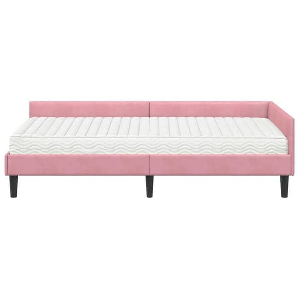 Maison Exclusive - Kulmasänky 2 osaa Patja Vaaleanpunainen 90 x 190 cm Sametti Ros