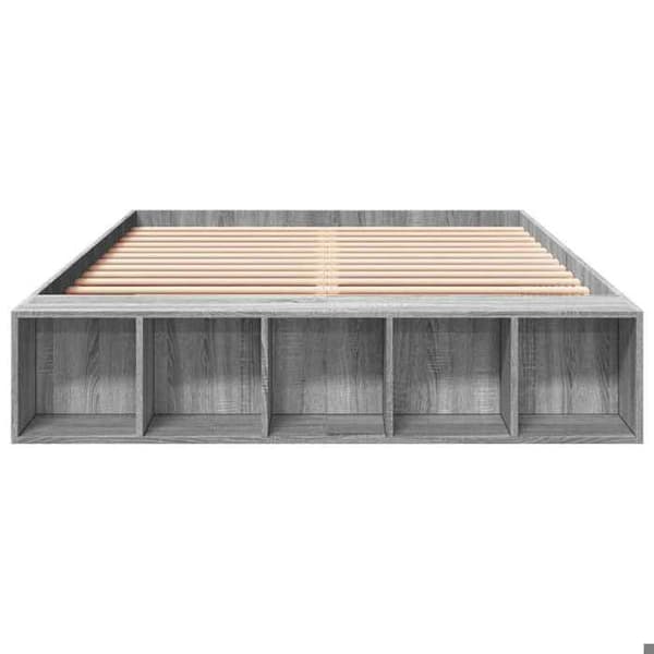 Sengestel - EKSKLUSIV HUS - 150 x 200 cm - Sonoma grå - Med opbevaring - Lamelseng Sonoma grå