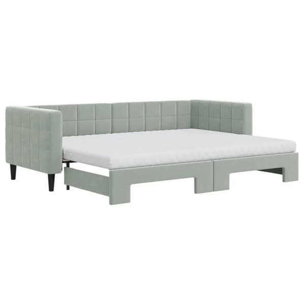 Maison Exclusive - Dagbädd med utdragssäng och ljusgrå madrass 80x200cm sammet