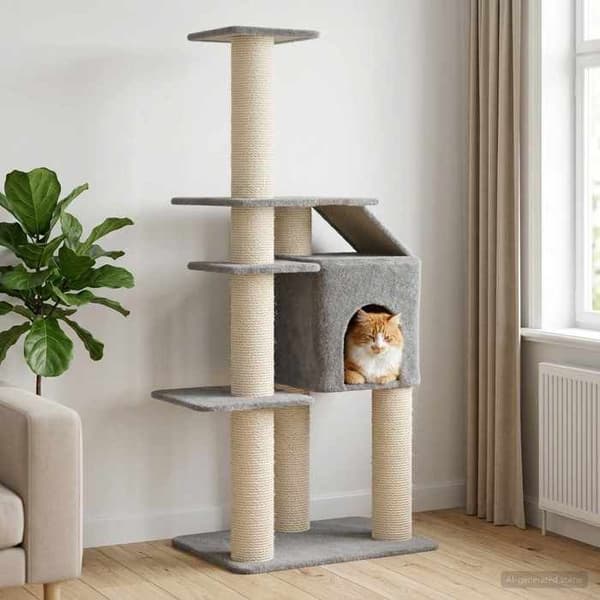 Maison Exclusive - Kattträd med sisal klöspålar Ljusgrå 183 cm