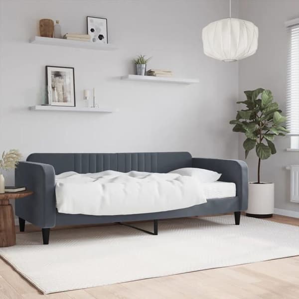 Maison Exclusive - Dagbädd med mörkgrå madrass 90x200 cm i sammet