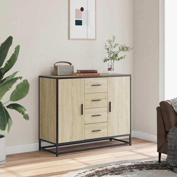 Maison Exclusive - Buffé ek sonoma 92x35x76 cm ingenjörsträ