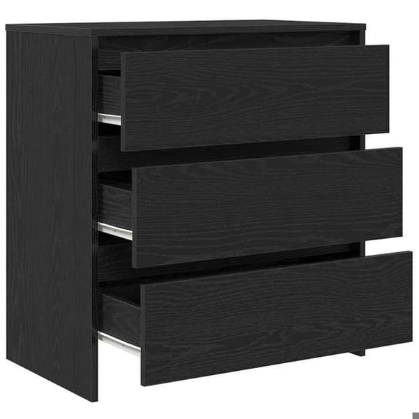 Buffet - EKSKLUSIVT HUS - 70 x 41 x 75 cm - Ingeniørtræ - Sort - Stort opbevaringsrum