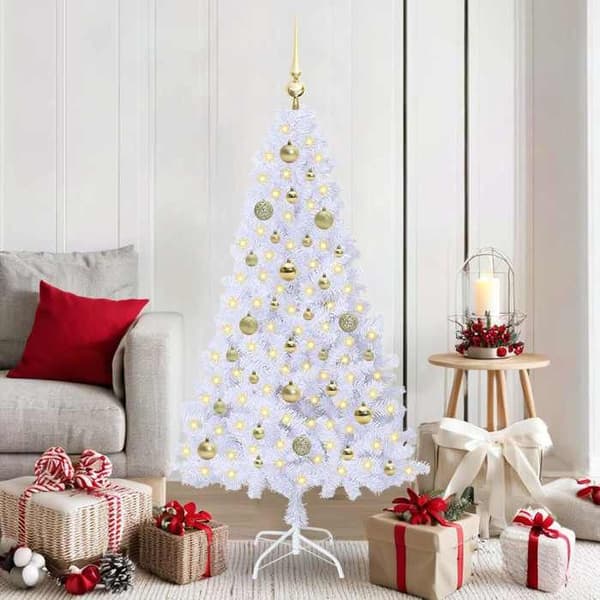 Kunstig juletræ - EKSKLUSIV HUS - 150 cm - Hvid - LED 8 tilstande - USB Vit