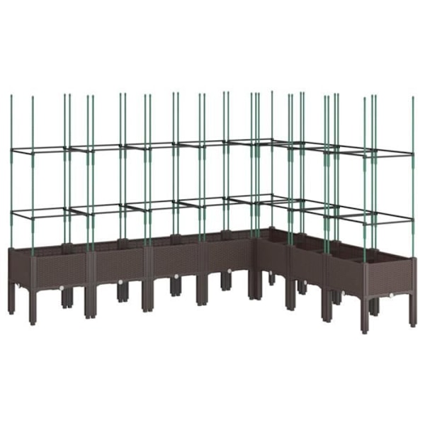 Brun Plantekasse med brunt espalier 200x160x142,5 cm PP Brun