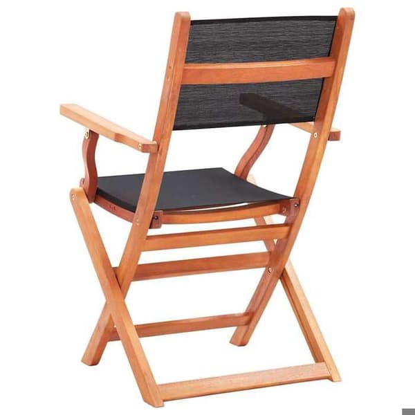Maison Exclusive - Fällstolar, set om 4, i svart massiv eukalyptus och textilene