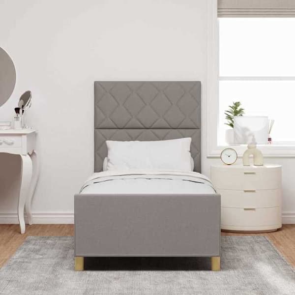 Sängram - EXKLUSIV HEM - 90 x 190 cm - Sänggavel i taupe - Sammet - Dold förvaring Mol