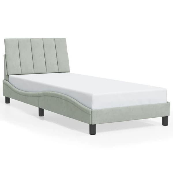 Maison Exclusive - Sengestel med LED uden madras Hanko lys grå 90x190 cm velour