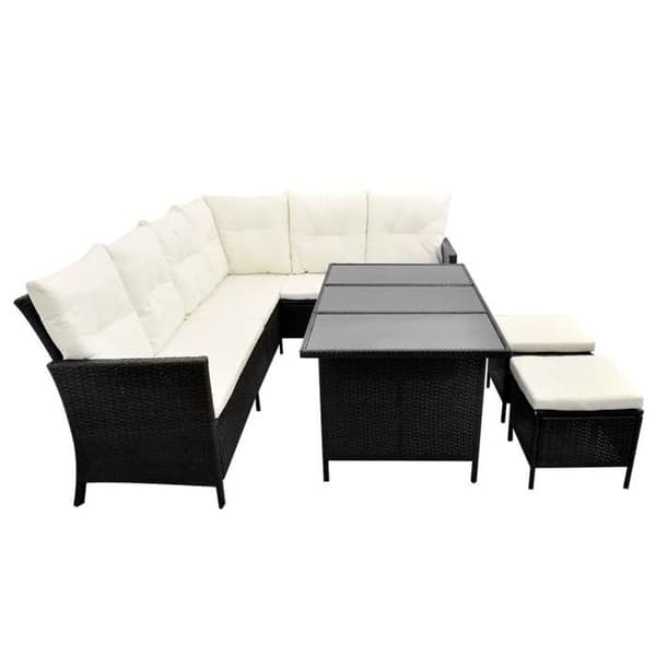 Maison Exclusive - Trädgårdsmöbler 4 delar med kuddar, flätad resin, svart