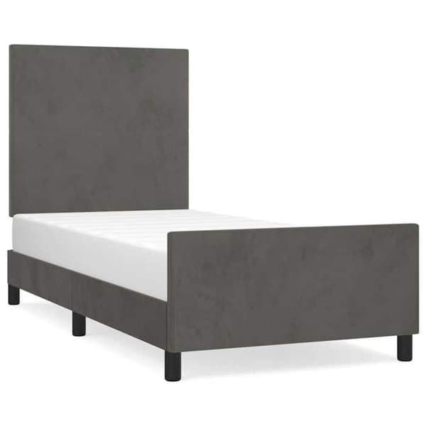 Maison Exclusive - Sängram utan madrass mörkgrå 90x190 cm sammet