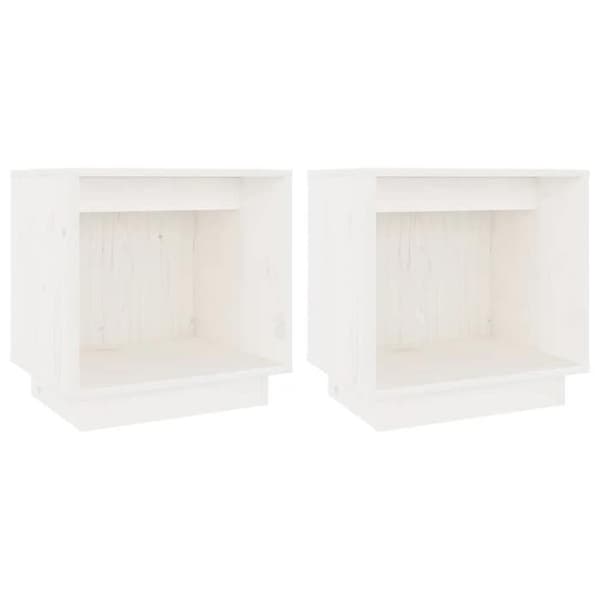 Maison Exclusive - Natborde 2 stk Hvid 40x30x40 cm Solid fyrretræ Vit