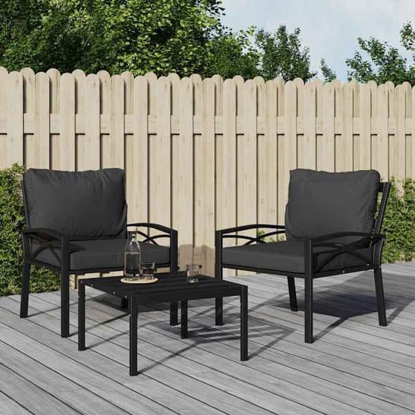 Maison Exclusive - Trädgårdsstolar med grå kuddar, set om 2, 68x76x79 cm, stål