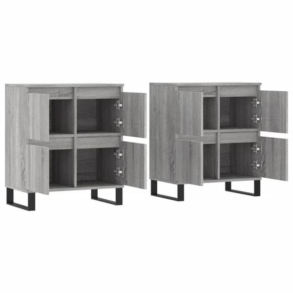 Buffet - Buffeter 2 stk - Sonoma grå - Ingeniørtræ - Stort opbevaringsrum sonoma grå