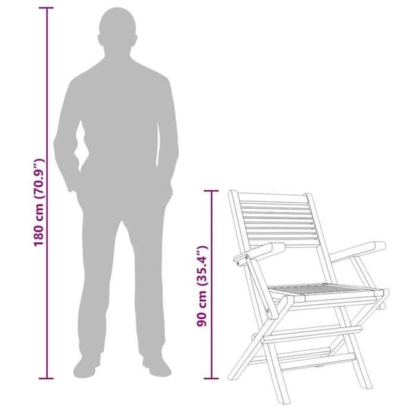 Maison Exclusive - Fällbara stolar, set om 6, 55 x 62 x 90 cm, i massivt teakträ
