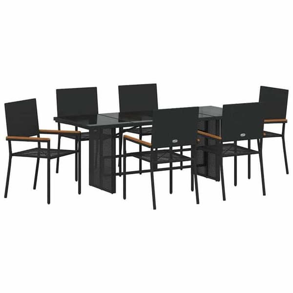 Maison Exclusive - 7 pc have spisebordssæt i sort polyrotin Svart