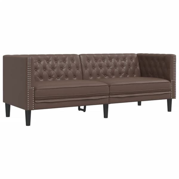 Maison Exclusive - Chesterfield sofa sæt 2 stk brun kunstlæder