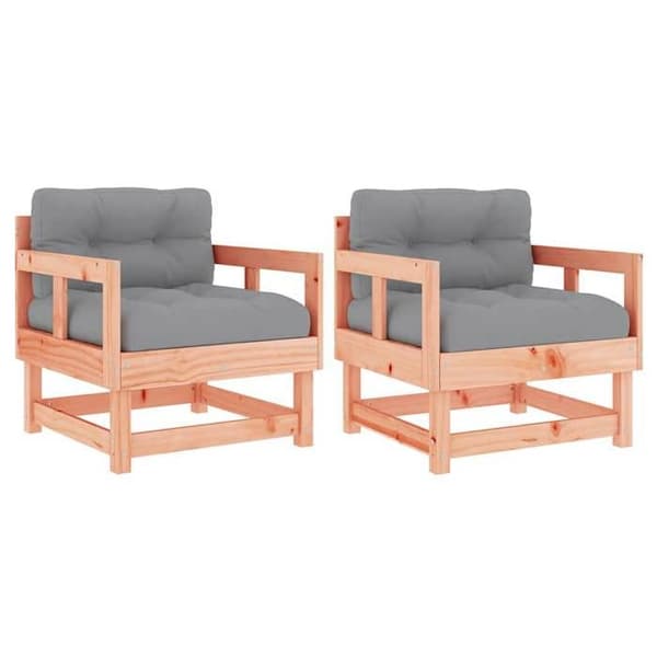 Maison Exclusive - Trädgårdsstolar med kuddar, set om 2, massiv douglas