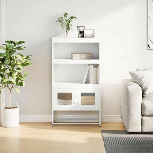 Maison Exclusive - Buffé hög vit 68x39x123 cm stål