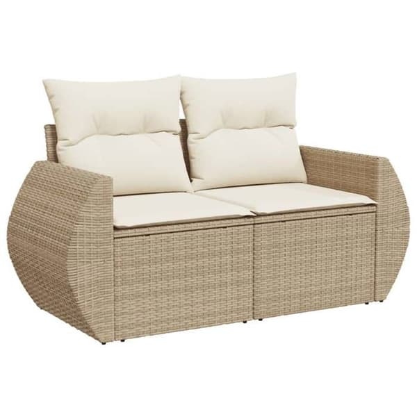 Maison Exclusive - Trädgårdsmöbler med kuddar 9 delar beige flätad resin