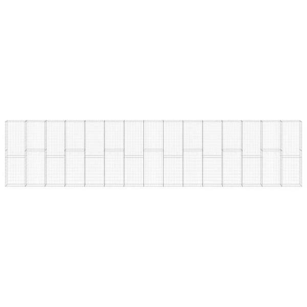 Maison Exclusive - Gabionvägg med galvaniserade stålskydd 900x30x200 cm silver-