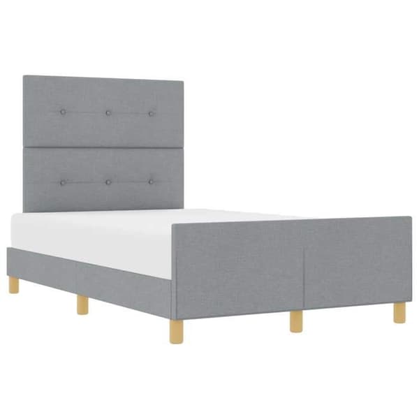 Sengestel - EKSKLUSIV HUS - Moderne - 120 x 190 cm - Lys grå hovedgærde - Velour & opbevaring Ljusgrått