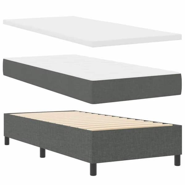 Sengestel med madras - EKSKLUSIV HUS - 80 x 200 cm - Mørkegrå - Justerbar hovedgærde - Lamelseng Mörkgrå