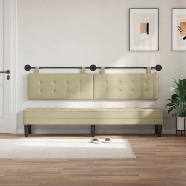 Maison Exclusive - Väggmonterad sänggavel med LED-ljus i krämfärgad konstläder