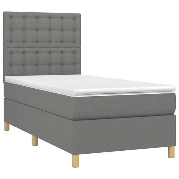 Maison Exclusive - Sengebund med lameller og madras samt LED grå mørk 90x190 cm
