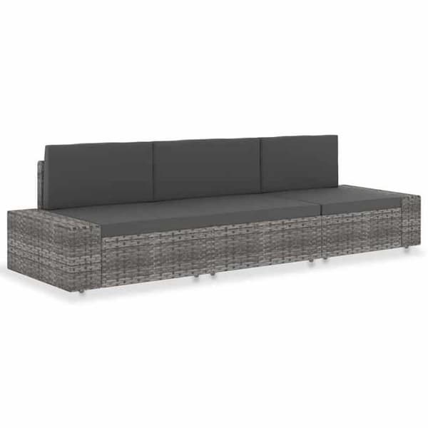 Sektionell soffa 3 platser - EXKLUSIV HEM - Flätad resin - Grå - Modulär - Avtagbara kuddar Grå