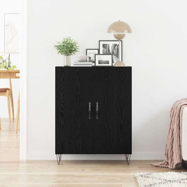 Maison Exclusive - Buffet Sort egetræ 69,5 x 34 x 90 cm Ingeniørtræ svart ek