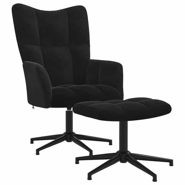 Maison Exclusive - Afslapningsstol med skammel Sort Velour