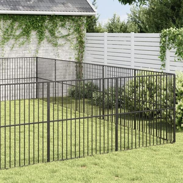 Exklusivt hus - Hundpark 20 paneler svart galvaniserat stål