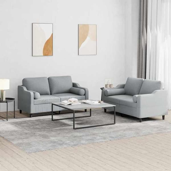 Maison Exclusive - Sæt af 2 sofaer med lysegrå puder i stof